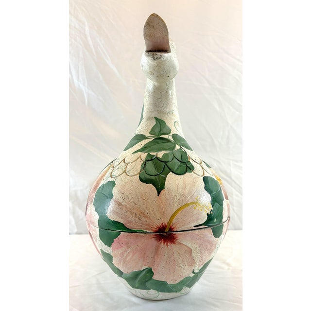 Vintage Large Folk Art Hand Made and Hand Painted Wooden Goose Box For Sale - Image 4 of 18