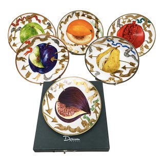 Dessert Plates the Lost Arrows of William Tell by Hilton Mc Connico for Daum, 1987, Set of 6 For Sale