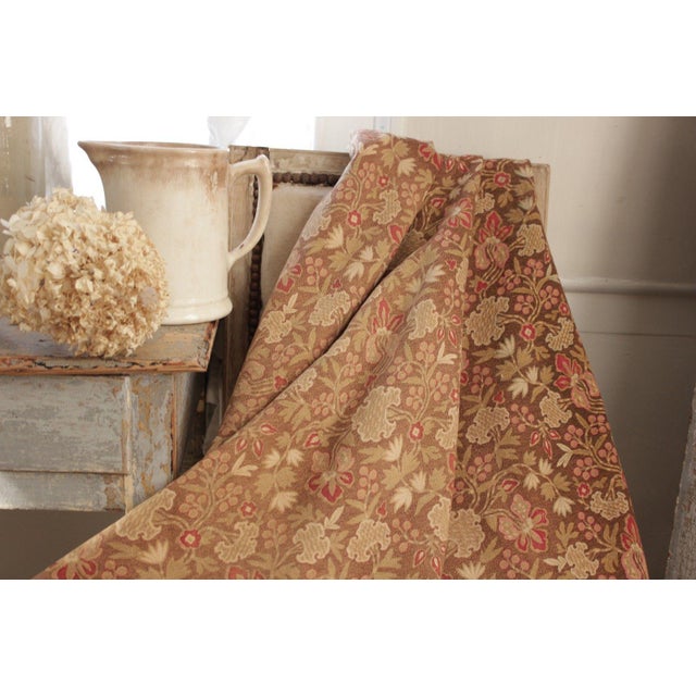 Antique 1880s French Arts and Crafts Cretonne Brown Upholstery Fabric