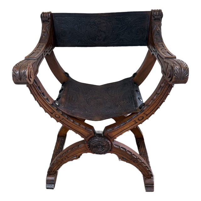 Antique Italian Renaissance Revival Savonarola (Dante) Chair, c.1900–1930 For Sale