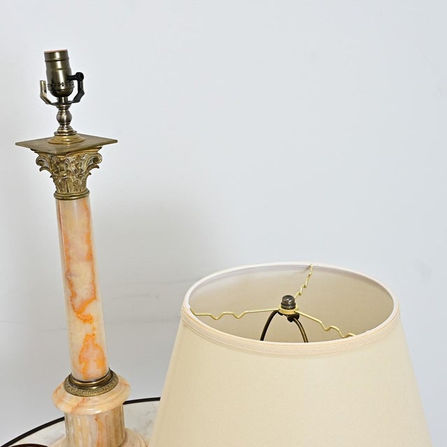 19th Century French Onyx & Brass Corinthian Column Table Lamp For Sale - Image 9 of 11
