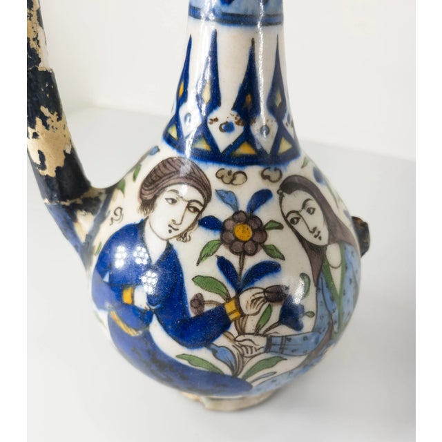 19th Century Ottoman Persian Iznik Style Ewer Pitcher With Losses For Sale In New York - Image 6 of 13