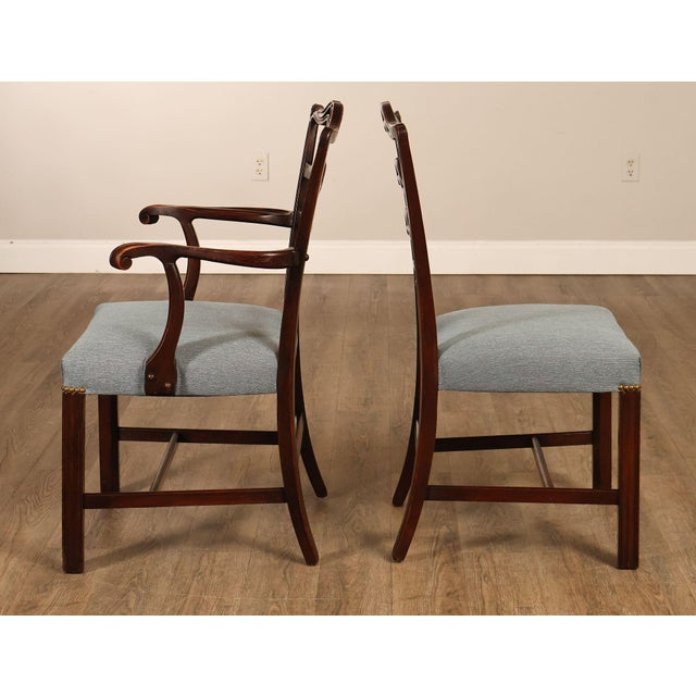 Mid 20th Century 1940's Chippendale Style Set Of Six Mahogany Ladder Back Dining Chairs For Sale - Image 5 of 18