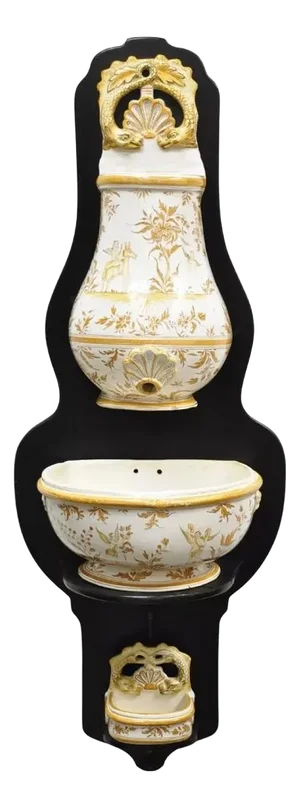 Vintage French Country Lavabo Italian Porcelain Painted Wall Washbasin Sink