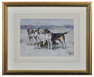 Arthur Wardle, A Hunt Pack of Welsh Hounds in Wales, 1900, Watercolor