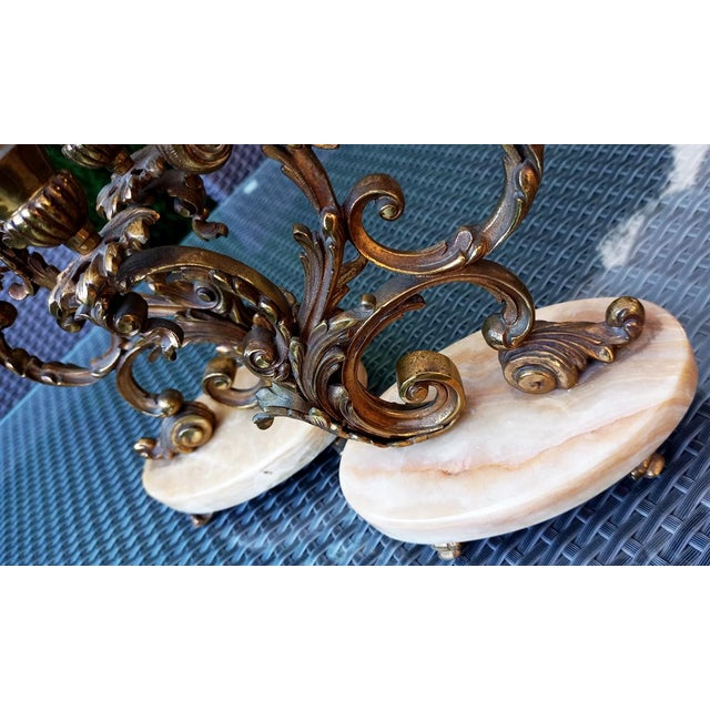 Baroque Vintage Marble and Bronze Candleholders, 1930s, Set of 2 For Sale - Image 3 of 15