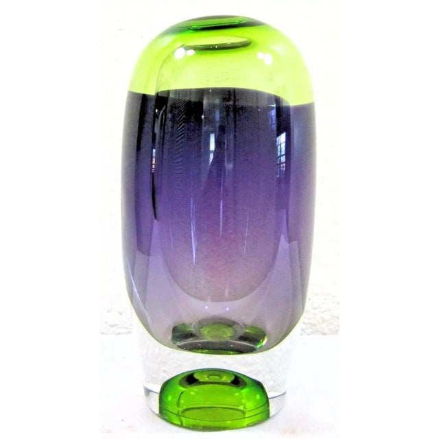 Contemporary Signed Göran Wärff Vision Vase Purple/Green by Kosta Boda For Sale - Image 3 of 12