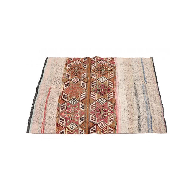 Mid-Century Modern Vintage Turkish Decorative Small Kilim - 4`2″ X 4`7″ For Sale - Image 3 of 6