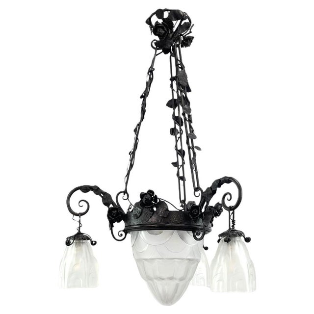 Art Deco Chandelier from Dégue, 1930s For Sale - Image 11 of 11