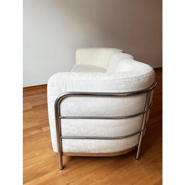 Vtg 'Onda' Sofa by De Pas D’Urbino + Lomazzi for Zanotta 1980s Cream + Chrome For Sale In Madison - Image 6 of 14