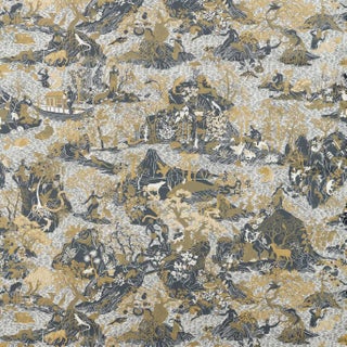 Zoffany Avalonis Fabric in Vine Black Gold For Sale