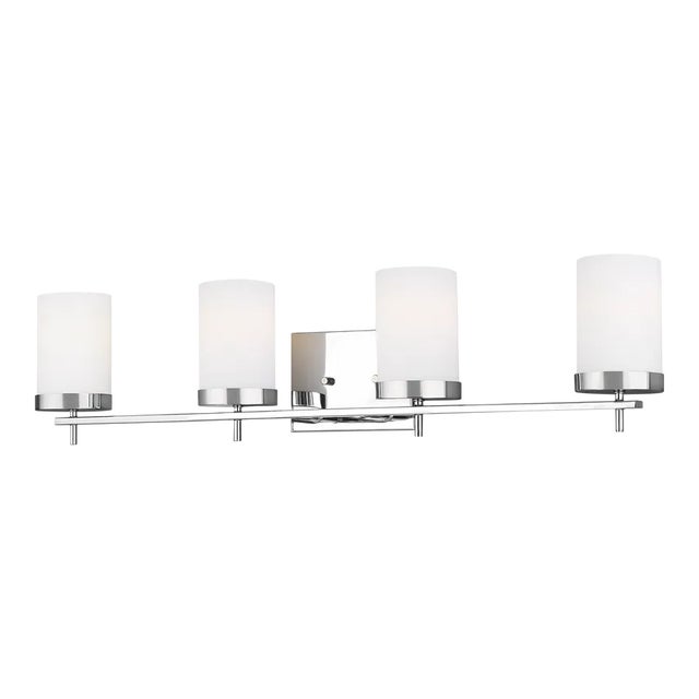 The Zire four light vanity fixture in chrome offers shadow-free lighting in your powder room, spa, or master bath room....