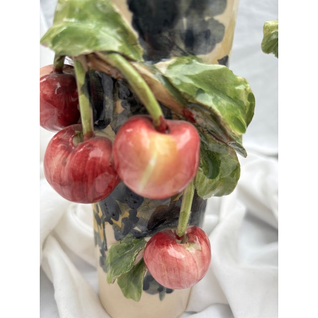 Classic Trio of Vintage 1960s Italian Barbotine Majolica Vases Visceral Composition For Sale - Image 14 of 17