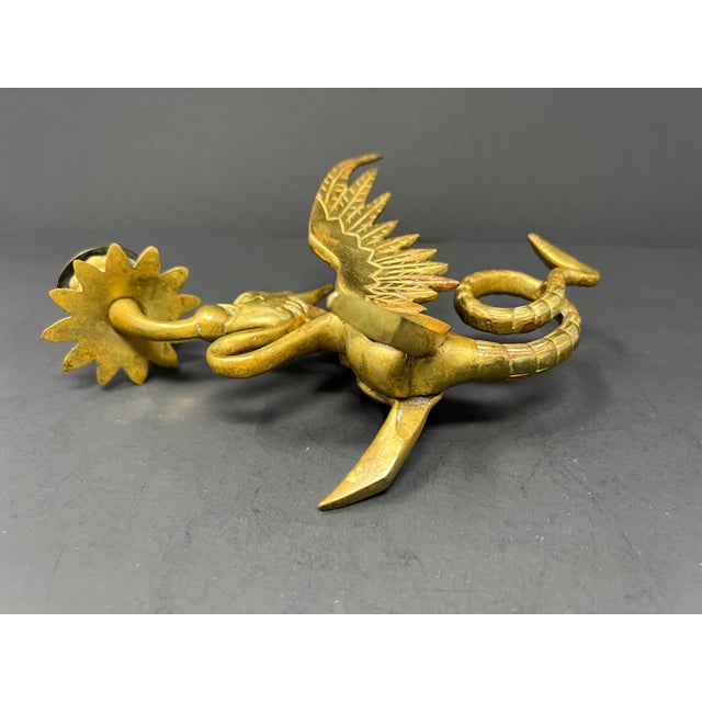 Vintage Brass Griffin Dragon Candlestick – Gothic Medieval Candle Holder, Dark Academia / Vamp Romantic Decor For Sale - Image 10 of 10