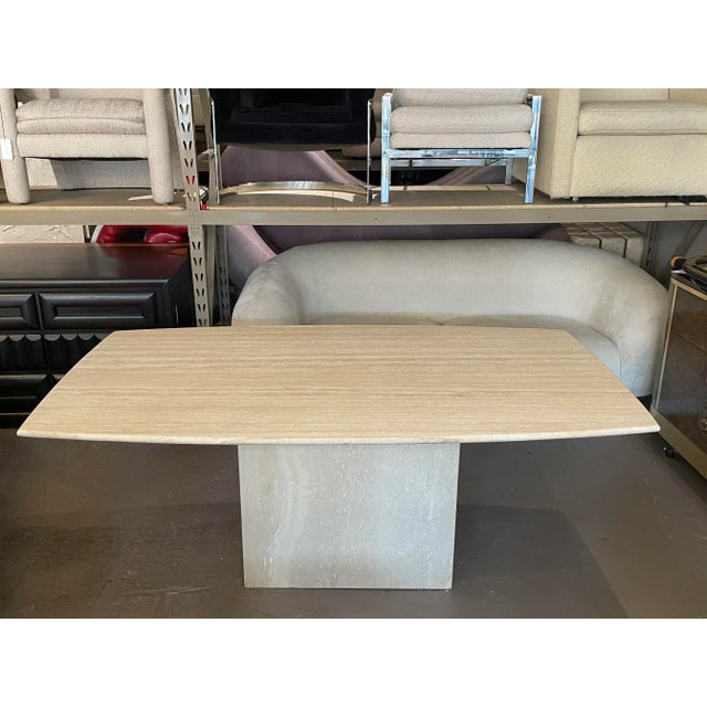 Vintage 1980s Postmodern Honed Travertine Dining Table For Sale - Image 9 of 9
