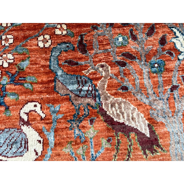 Pictorial Peacock Tree of Life Natural Dye Wool Rug, 2'9" X 4'2" For Sale - Image 12 of 17