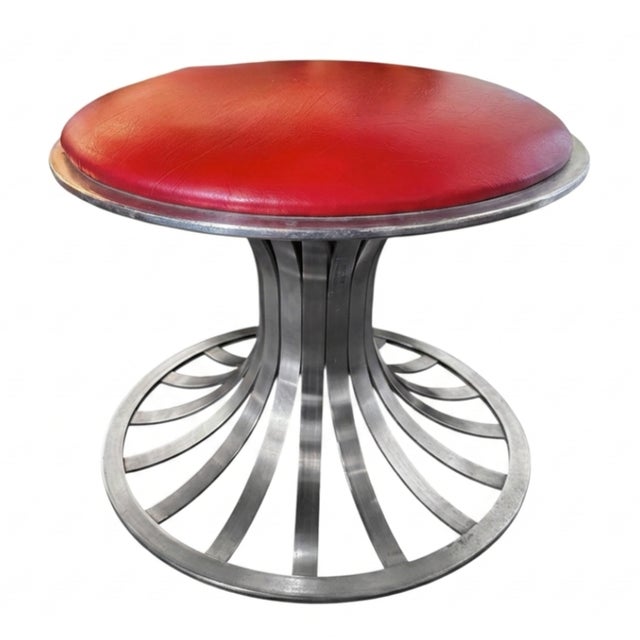 Mid-Century Modern 1960s Herbert Saiger for Lee L. Woodard Sons "Hourglass" Stools in Slatted Aluminum — Texas Tech University For Sale - Image 3 of 10