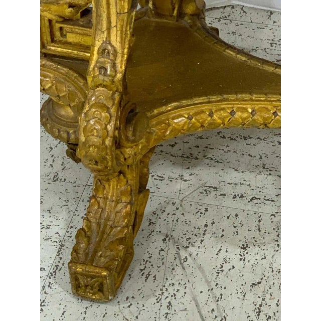 19th Century French Giltwood Swinging Putto Marble Top Table/ Ferner For Sale - Image 10 of 13