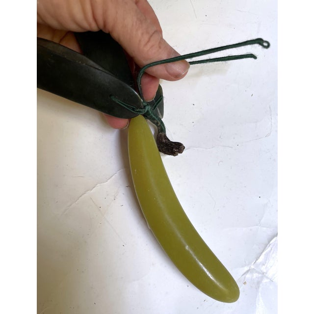 Mid 20th Century Mid 20th Century Asian Carved Hard Stone Exotic Fruit W/Jade Leaves Banana? For Sale - Image 5 of 8