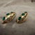 Metal A Pair of 1990s Costume Jewelry Brass and Emerald Crystals Italian Earrings For Sale - Image 7 of 10