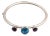 Mid 20th Century Gerrard 18k White Gold Bracelet Blue Topaz Amethyst 3-Stone Dangle Charms For Sale