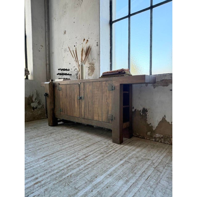 Large Antique Oak Workbench, 1900s For Sale - Image 4 of 18
