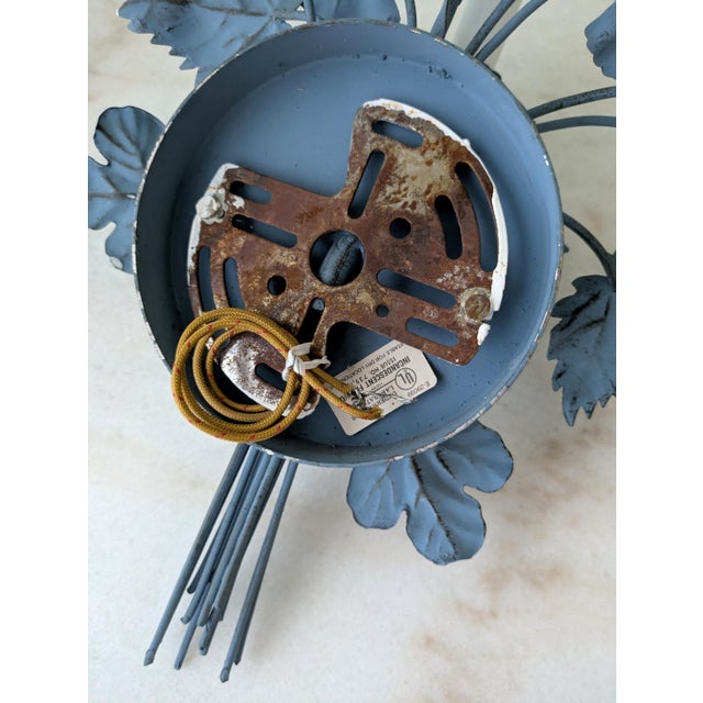 1940s Antique Italian Tole Electric Wall Sconces, a Pair For Sale - Image 9 of 9