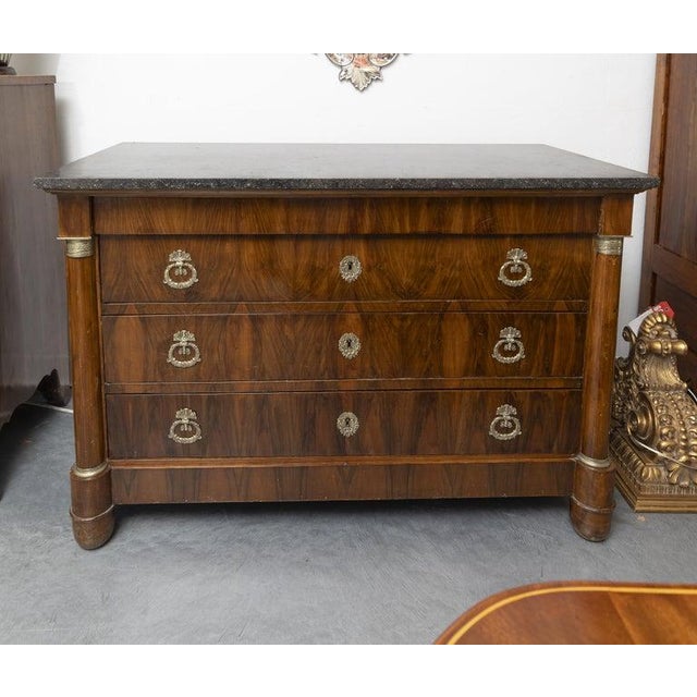 French Empire Mahogany Commode With Black Marble Top For Sale In West Palm - Image 6 of 8