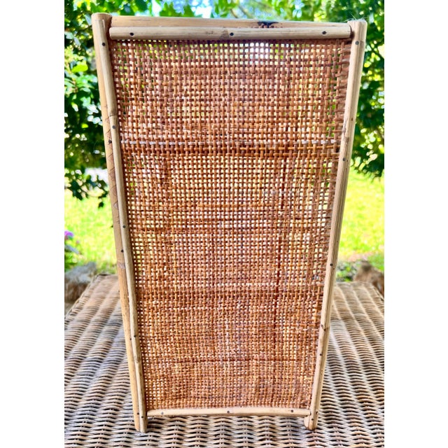 Tan Vintage Bamboo Rattan and Cane 12 Bottle Wine Rack For Sale - Image 8 of 9