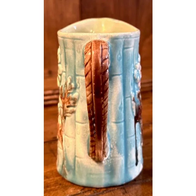 Ceramic Antique Majolica Pitcher Floral For Sale - Image 7 of 11