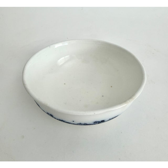 Antique 1900s Belgian Faience De Nimy Flow Blue Bowl W/ Strainer For Sale - Image 4 of 8