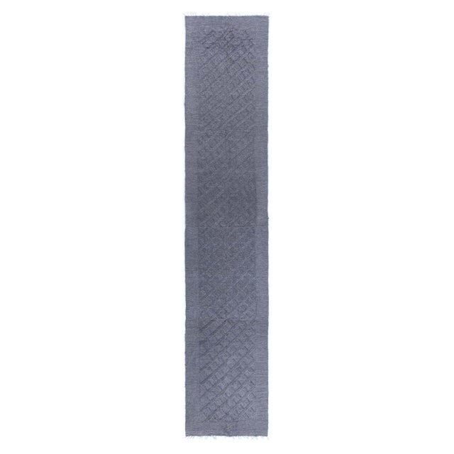 Modern Handwoven Goat Hair Runner in Solid Charcoal by Doris Leslie Blau For Sale