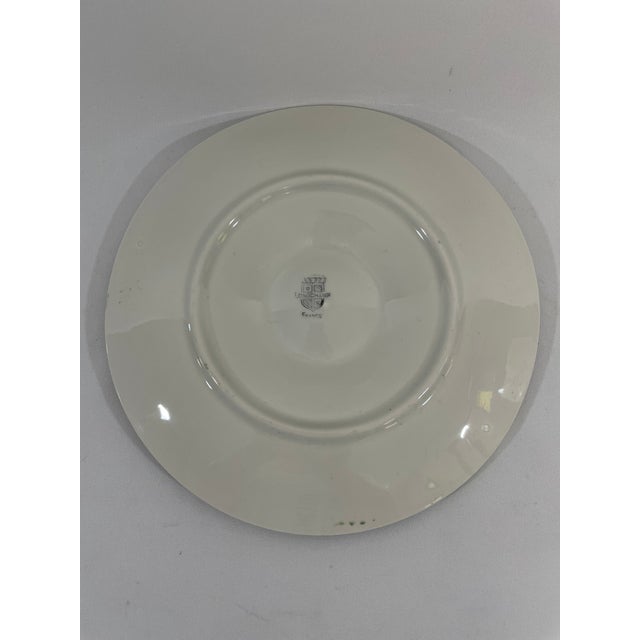 Vintage 1950s French Longchamp Green and White Oyster Plate For Sale - Image 9 of 16