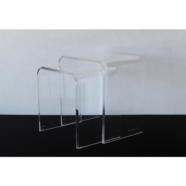 Vintage Lucite Acrylic Waterfall Nesting Tables, Mid-Century Modern-a Pair For Sale - Image 4 of 15