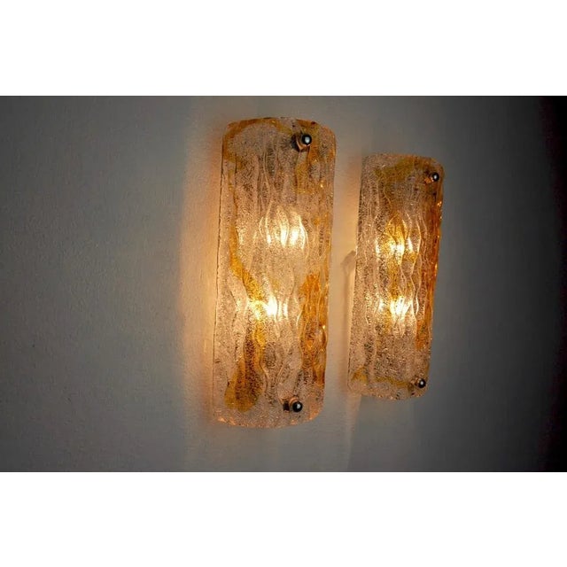 Wall Lamps in Orange Murano Blown Glass from Mazzega, Italy, 1960s, Set of 2 For Sale - Image 6 of 8