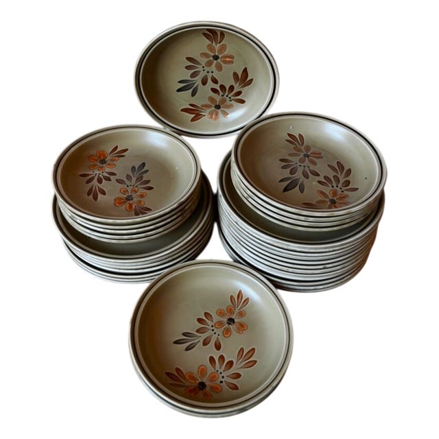 Stoneware Dinnerware Service from Ateliers du Revernay, 1970s, Set of 30 For Sale