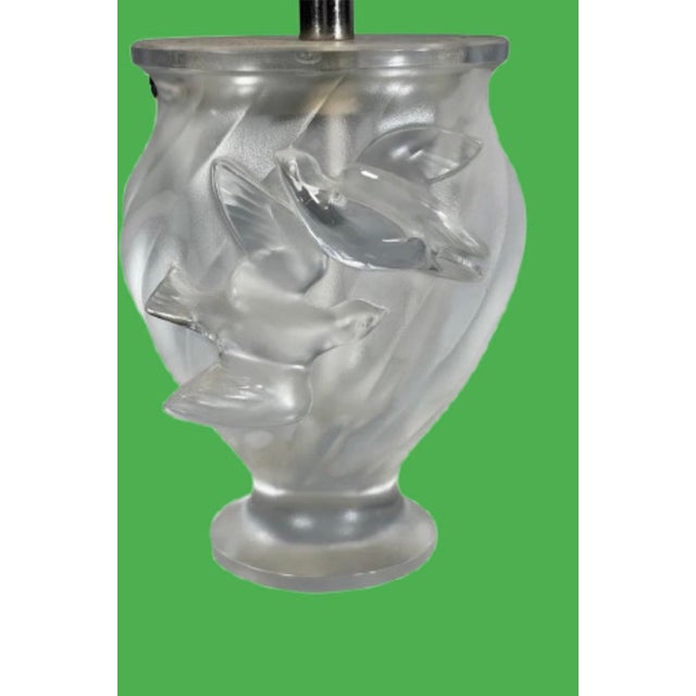 Metal Lalique French Art Deco Frosted Lead Crystal Lamp Sign. For Sale - Image 7 of 10