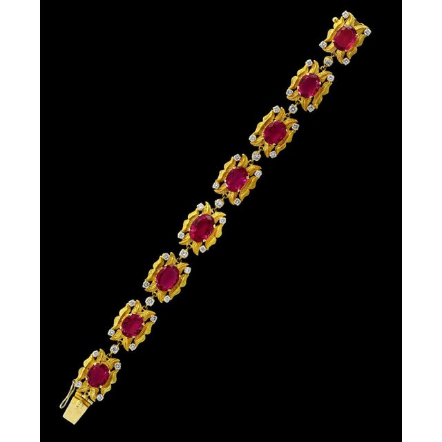 24 Carat Pink Tourmaline and 2.75 Carat Diamond Bracelet 18 Karat Yellow Gold For Sale - Image 17 of 18
