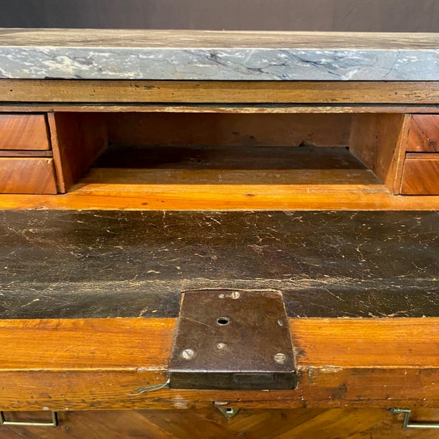 Wood 19th Century French Walnut Dresser Secrétaire Desk With Marble Top For Sale - Image 7 of 17