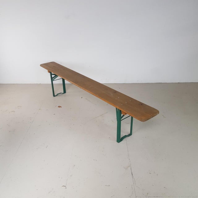 Vintage folding Biergarten bench. Can be used inside or outside. Approx dimensions: 27cm W x 47cm H x 217cm L. This is a...