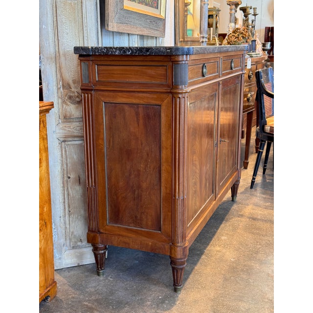 19th Century Louis XVI Mahogany Cabinet With Marble Top For Sale - Image 11 of 14