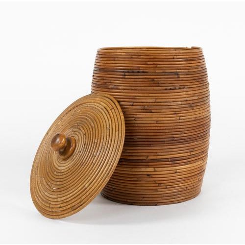 Mid-Century Modern Bamboo and Rattan Basket, Italy, 1970s For Sale - Image 6 of 13