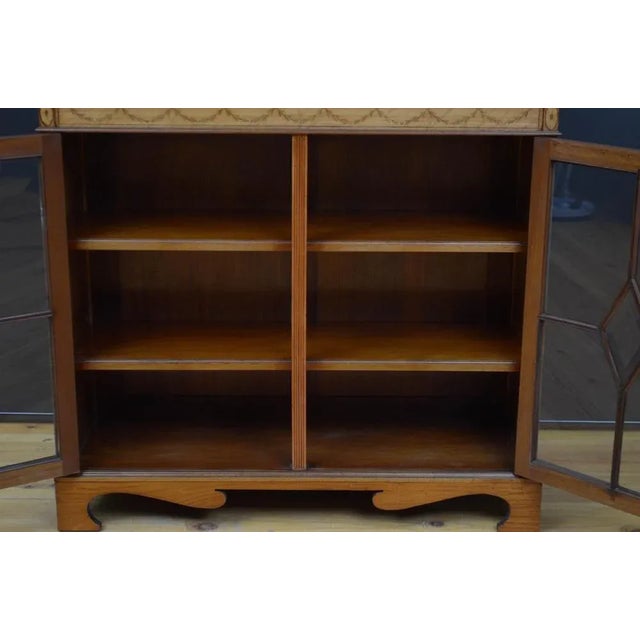 Antique Edwardian Satinwood Cabinet Bookcase, 1900 For Sale - Image 11 of 13