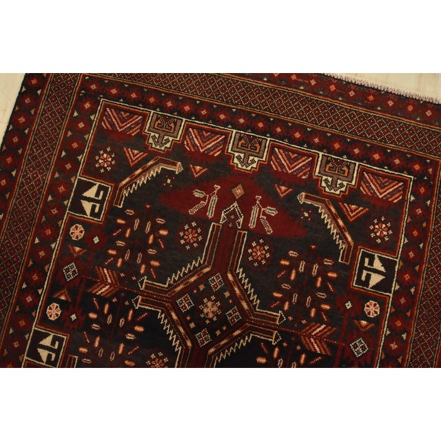 Baloch Runner 3’5” X 8′ Black Wool Vintage Tribal Hand-Knotted Oriental Rug For Sale In Philadelphia - Image 6 of 13