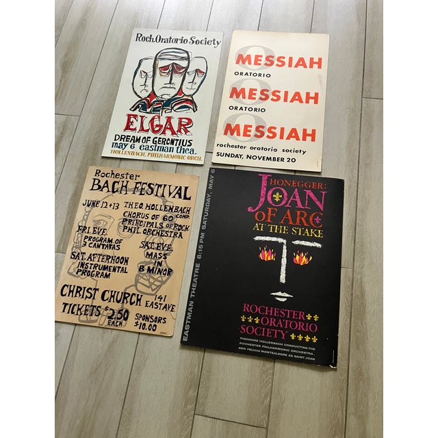 Lot of 4 vintage lobby cards from Rochester Oratorio Society. Good vintage condition with some discoloration and a small...