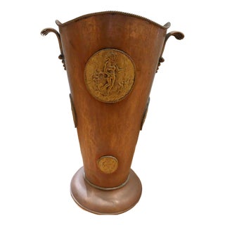 Art Deco Copper and Brass Umbrella Stand, 1930s For Sale