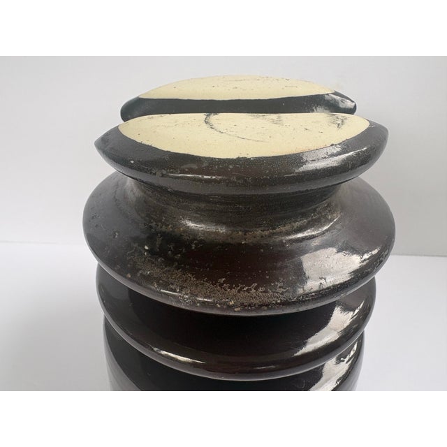 Ceramic Vintage Locke Hi-Top Brown Glazed Porcelain Electrical Insulator, Usa For Sale - Image 7 of 11
