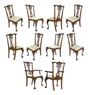 NDRAC041z Gothic Mahogany Chippendale Chairs, Set of 10