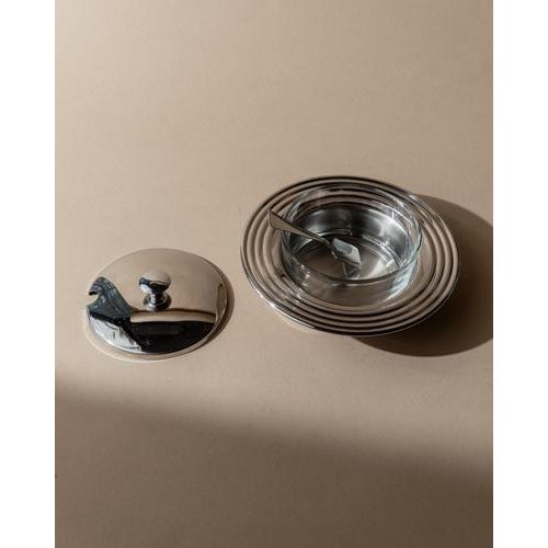 Vintage Glass and Stainless Steel Lidded Jar, 1970s For Sale - Image 3 of 11