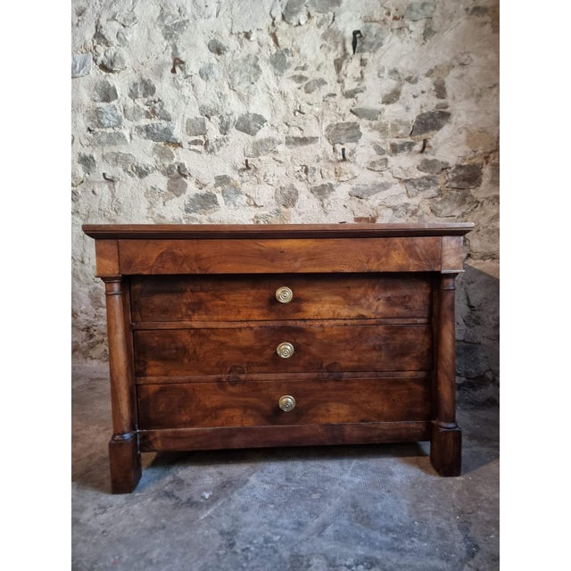 Wood French Empire Walnut Commode, Early 19th Century For Sale - Image 7 of 18